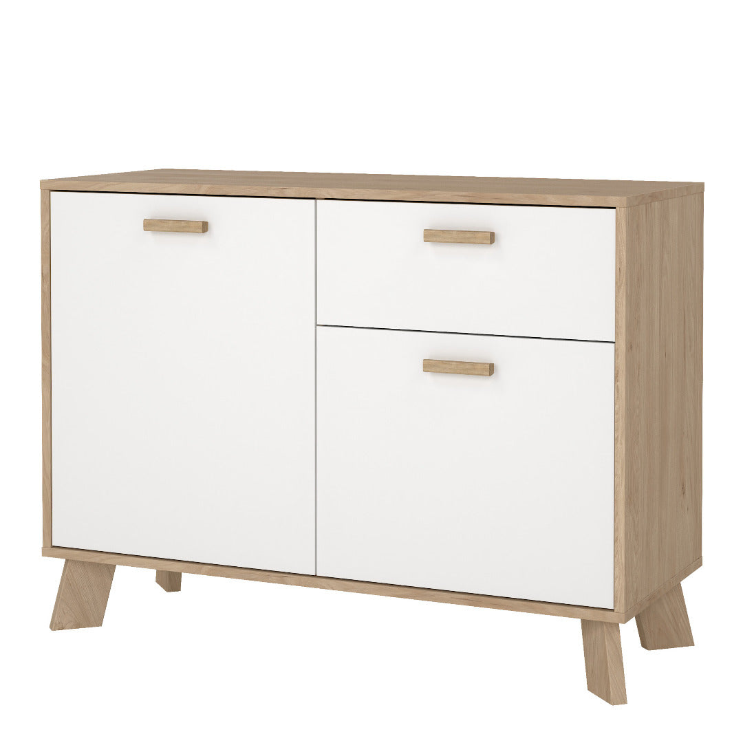 Ikast Sideboard 2 Doors + 1 Drawer in Jackson Hickory and White - Price Crash Furniture