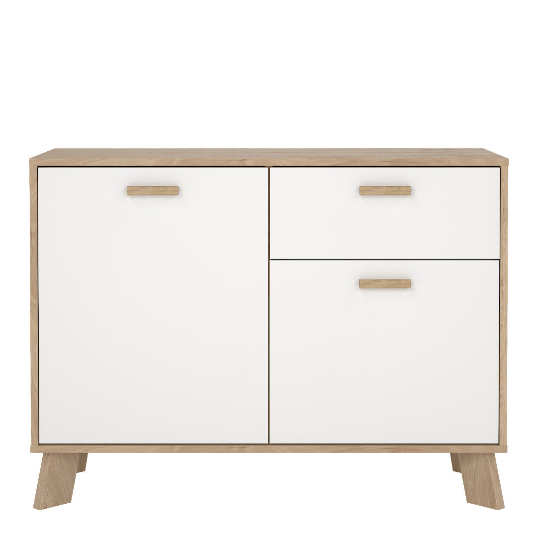 Ikast Sideboard 2 Doors + 1 Drawer in Jackson Hickory and White - Price Crash Furniture