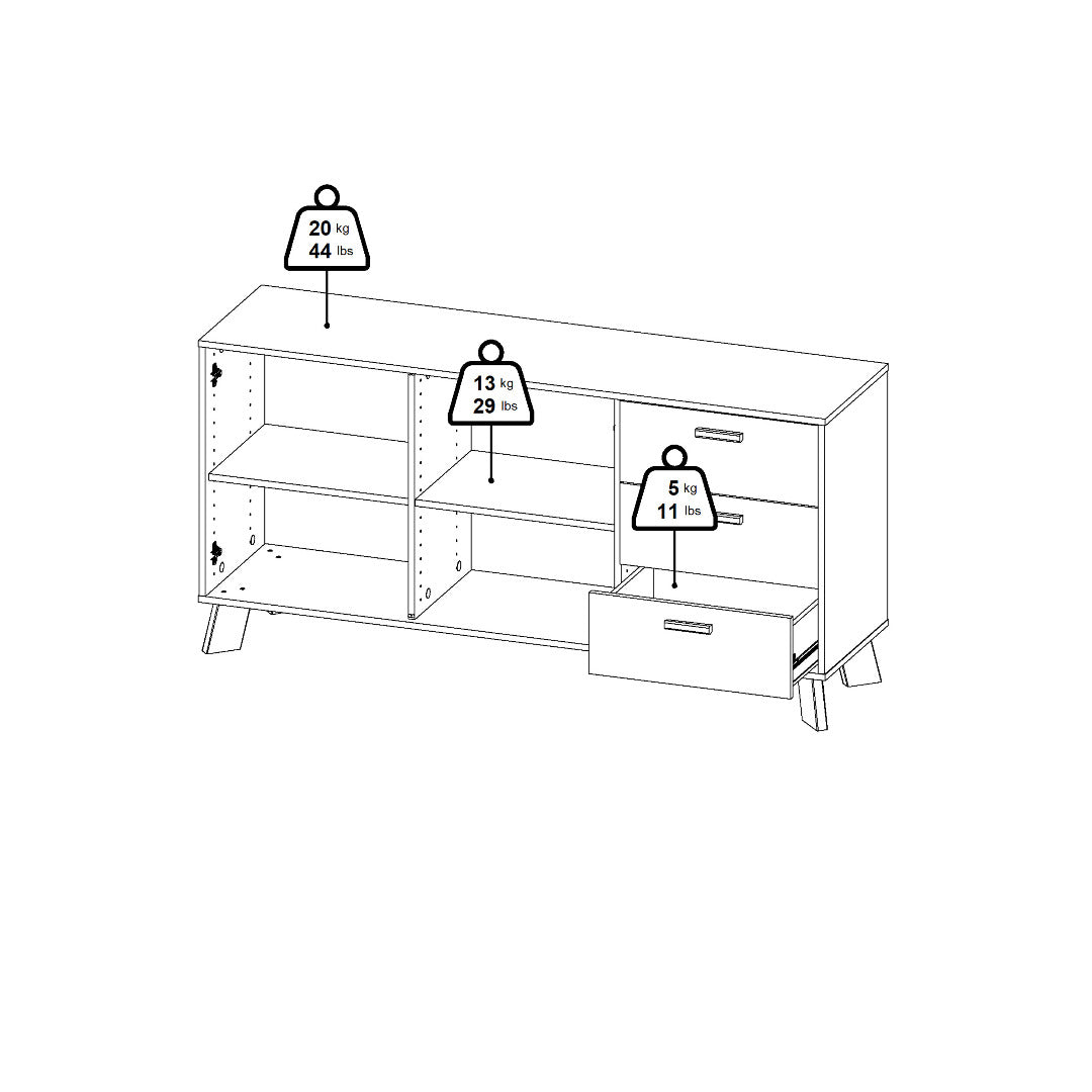 Ikast Sideboard 2 Doors + 3 Drawers in Jackson Hickory and White - Price Crash Furniture