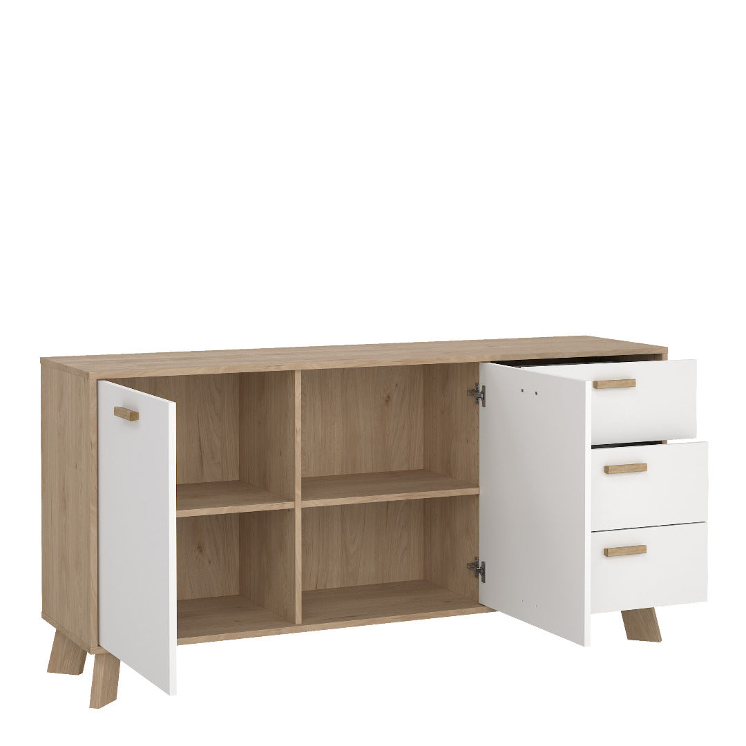 Ikast Sideboard 2 Doors + 3 Drawers in Jackson Hickory and White - Price Crash Furniture