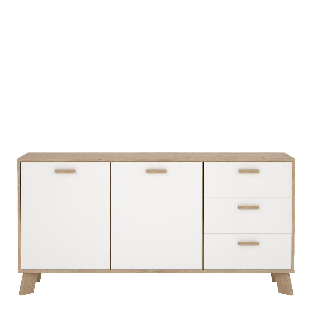 Ikast Sideboard 2 Doors + 3 Drawers in Jackson Hickory and White - Price Crash Furniture