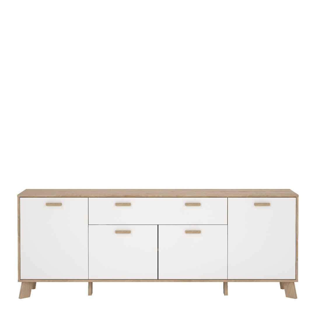 Ikast Sideboard 4 Doors + 1 Drawer in Jackson Hickory and White - Price Crash Furniture