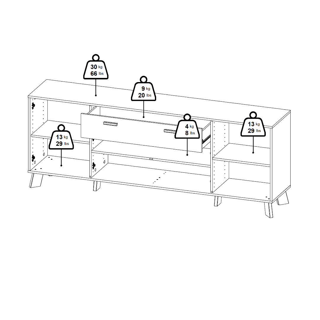 Ikast Sideboard 4 Doors + 1 Drawer in Jackson Hickory and White - Price Crash Furniture