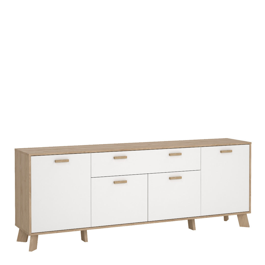 Ikast Sideboard 4 Doors + 1 Drawer in Jackson Hickory and White - Price Crash Furniture