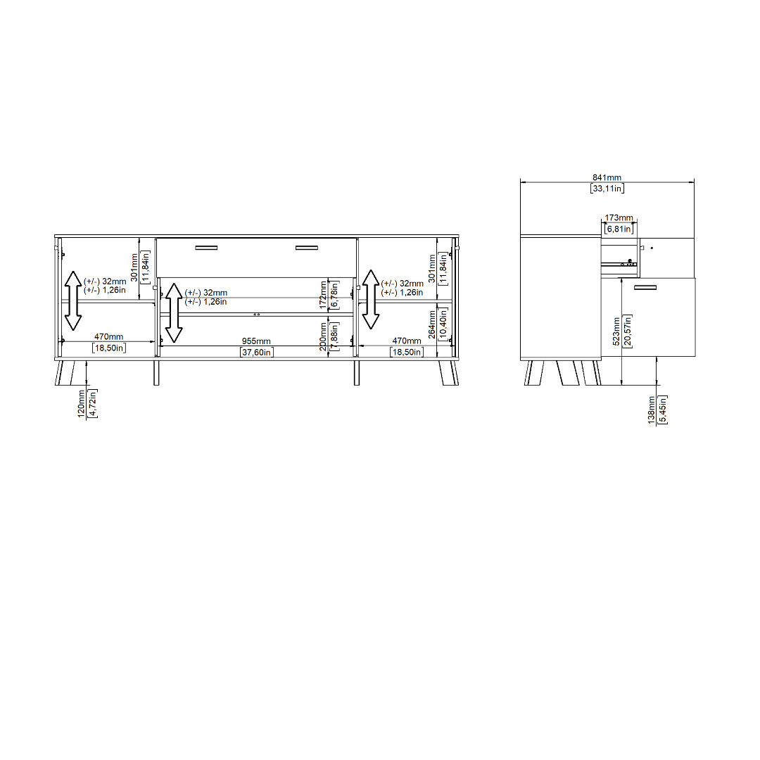 Ikast Sideboard 4 Doors + 1 Drawer in Jackson Hickory and White - Price Crash Furniture