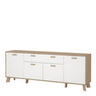 Ikast Sideboard 4 Doors + 1 Drawer in Jackson Hickory and White - Price Crash Furniture