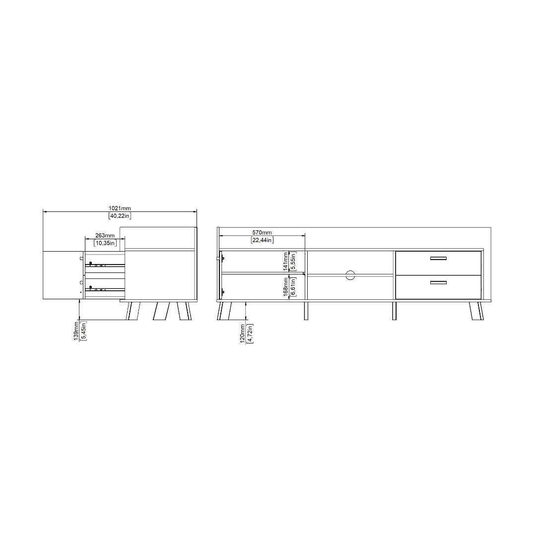 Ikast TV-unit with 1 Door + 2 Drawers in Jackson Hickory and White - Price Crash Furniture