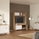 Ikast TV-Wall Unit with 2 Sliding Doors in Jackson Hickory and White - Price Crash Furniture