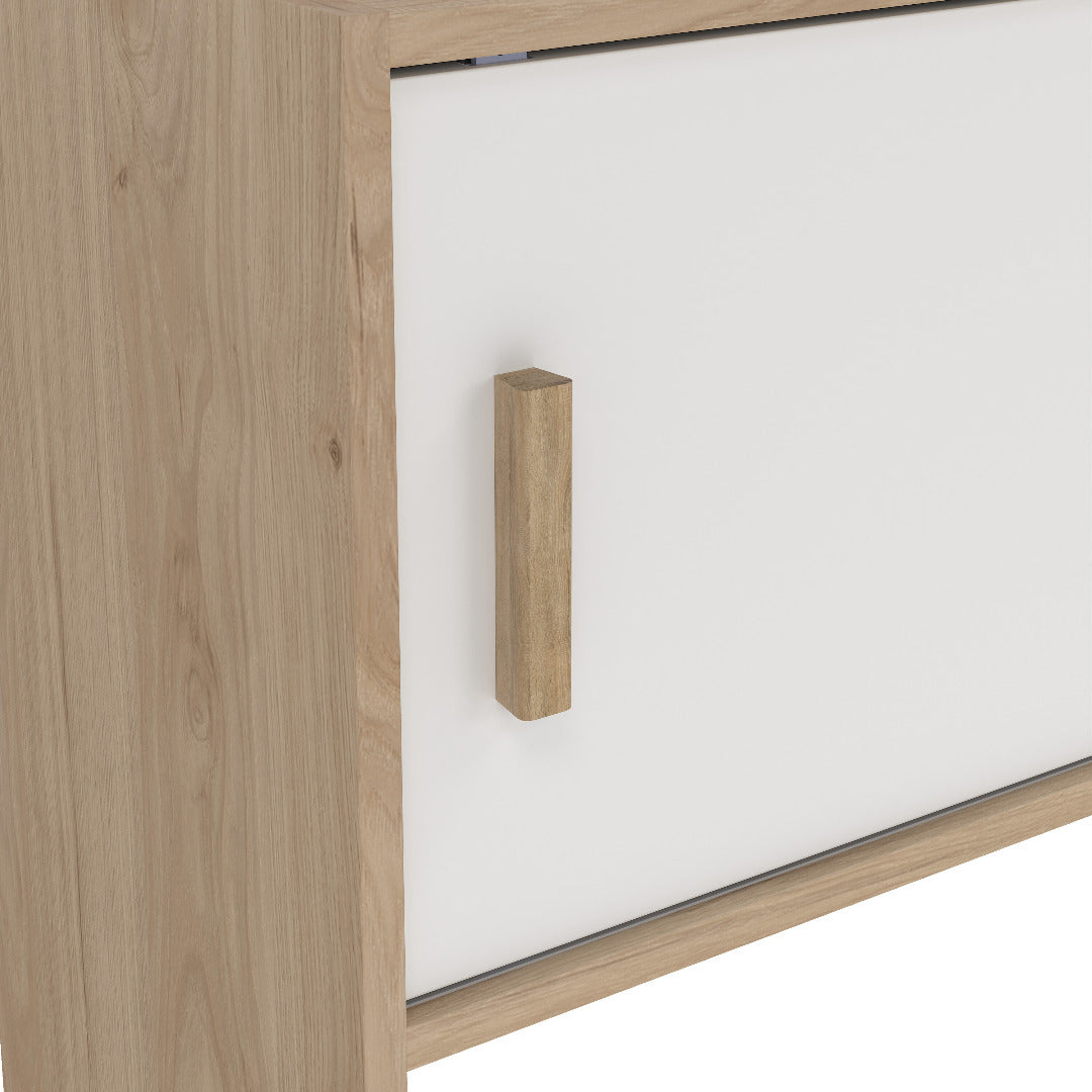 Ikast TV-Wall Unit with 2 Sliding Doors in Jackson Hickory and White - Price Crash Furniture