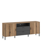 Arundel TV Cabinet 2 Door 2 Drawer 158cm Wide in Oak/Grey - Price Crash Furniture