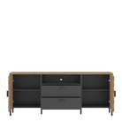 Arundel TV Cabinet 2 Door 2 Drawer 158cm Wide in Oak/Grey - Price Crash Furniture