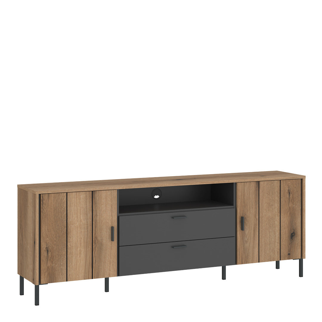 Arundel TV Cabinet 2 Door 2 Drawer 173cm Wide in Oak/Grey - Price Crash Furniture