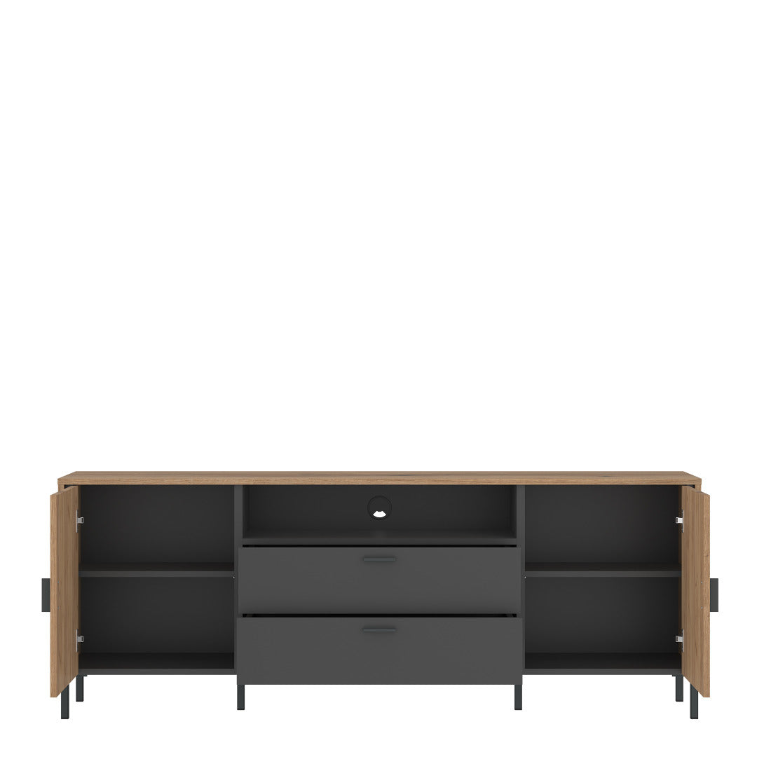 Arundel TV Cabinet 2 Door 2 Drawer 173cm Wide in Oak/Grey - Price Crash Furniture