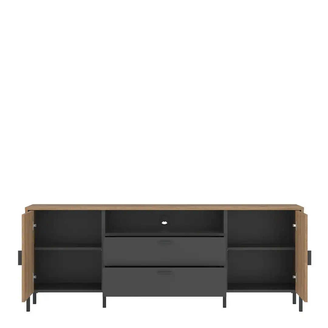 Arundel TV Cabinet 2 Door 2 Drawer 173cm Wide in Oak/Grey - Price Crash Furniture