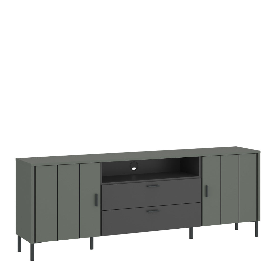 Arundel TV Cabinet 2 Door 2 Drawer 173cm wide 65cm High in Green/Grey - Price Crash Furniture