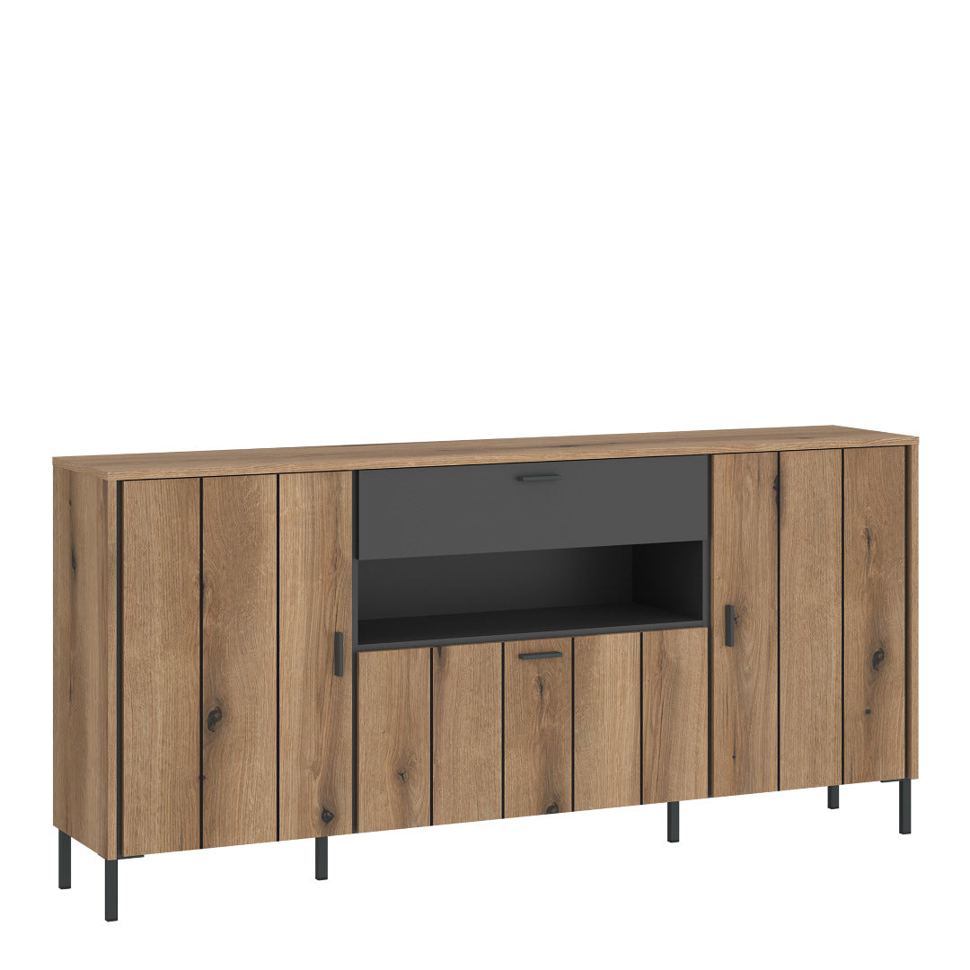 Arundel Sideboard 2 Door 1 Flap 1 Drawer in Oak/Grey - Price Crash Furniture