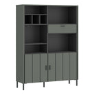 Arundel Bookcase 2 Door 1 Drawer in Green/Grey - Price Crash Furniture