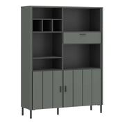 Arundel Bookcase 2 Door 1 Drawer in Green/Grey - Price Crash Furniture