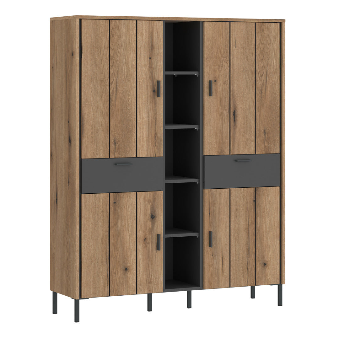 Arundel Wardrobe 4 Door 2 Drawer in Oak/Grey - Price Crash Furniture