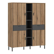 Arundel Wardrobe 4 Door 2 Drawer in Oak/Grey - Price Crash Furniture