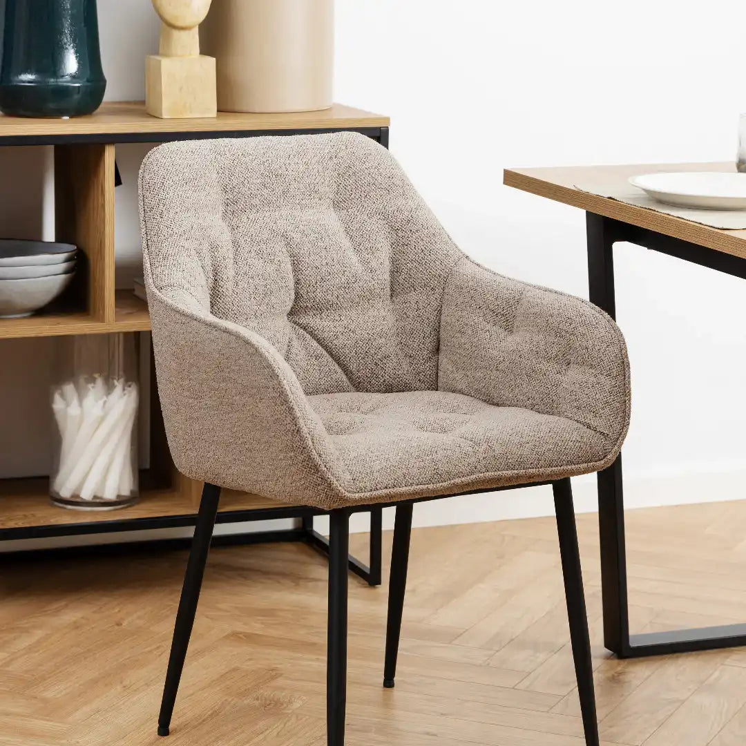 Brooke Dining Chair with Armrest in Monza Beige (set of 2) - Price Crash Furniture