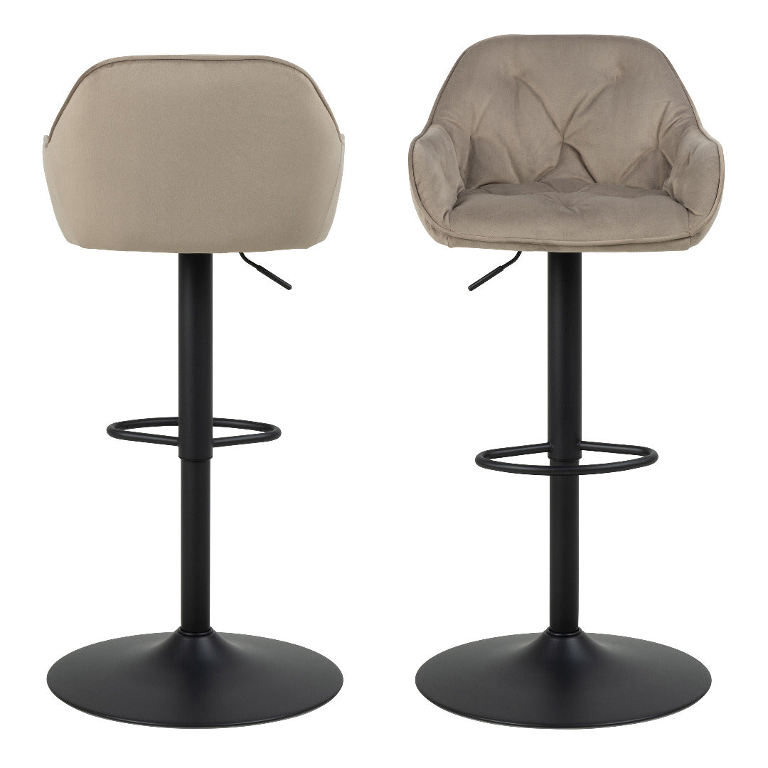 Brooke Swivel Bar Stool with Height Adjustable Function in Beige (set of 2) - Price Crash Furniture