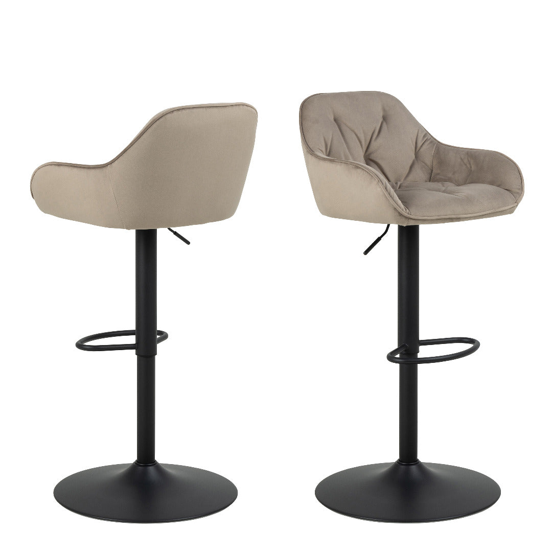 Brooke Swivel Bar Stool with Height Adjustable Function in Beige (set of 2) - Price Crash Furniture