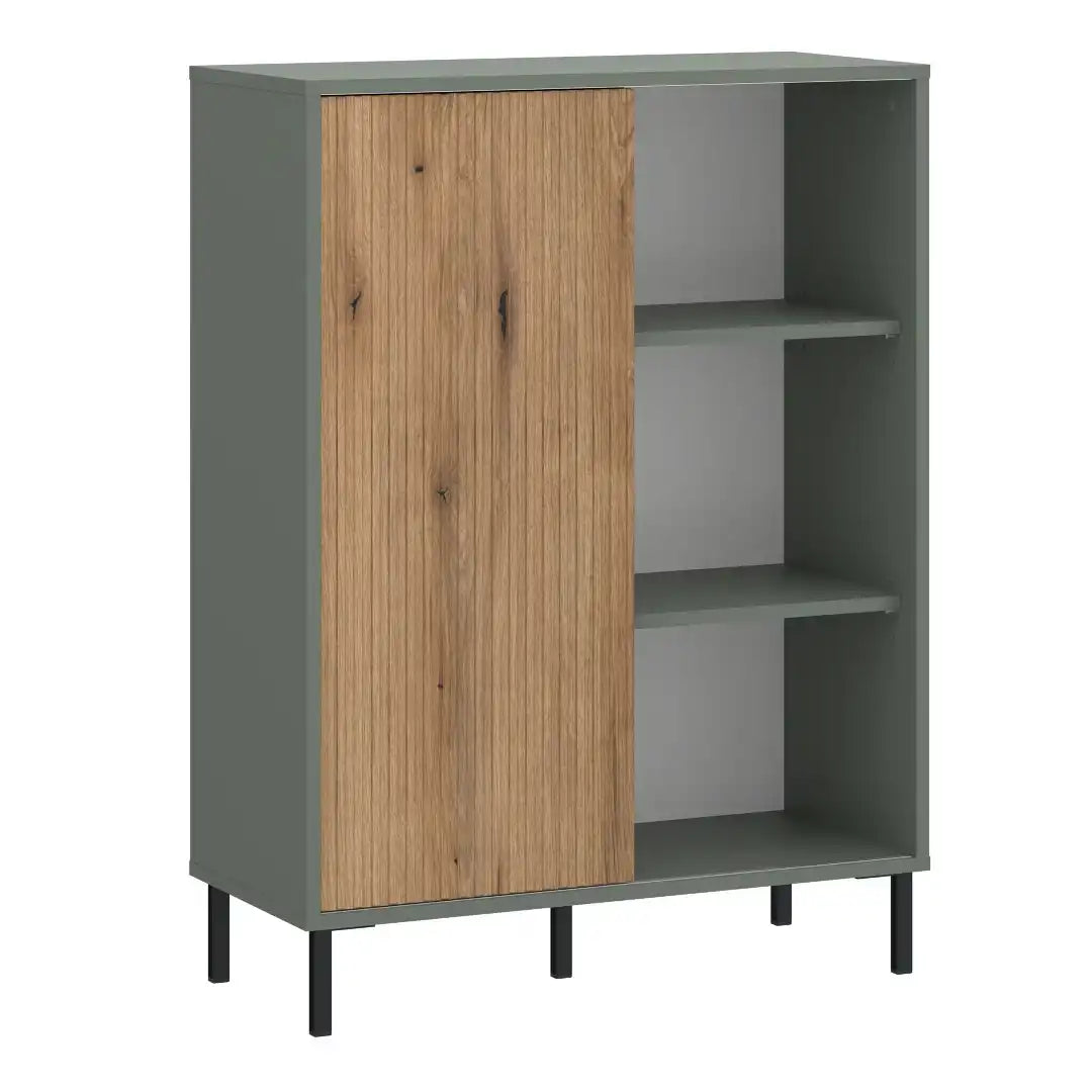 Darwin Sideboard 1 Door in Green/Oak - Price Crash Furniture