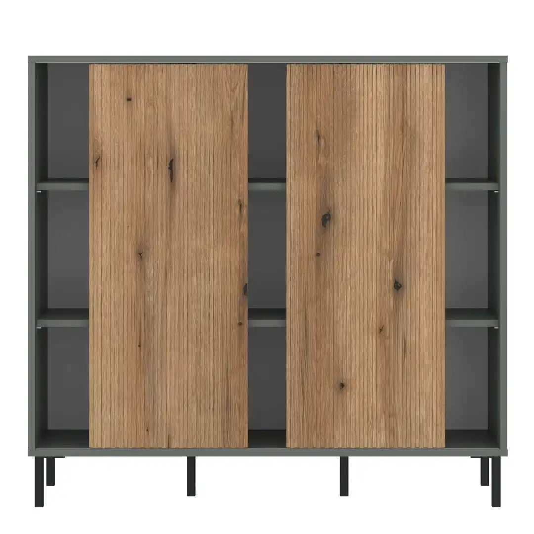 Darwin Sideboard 2 Door in Green/Oak - Price Crash Furniture