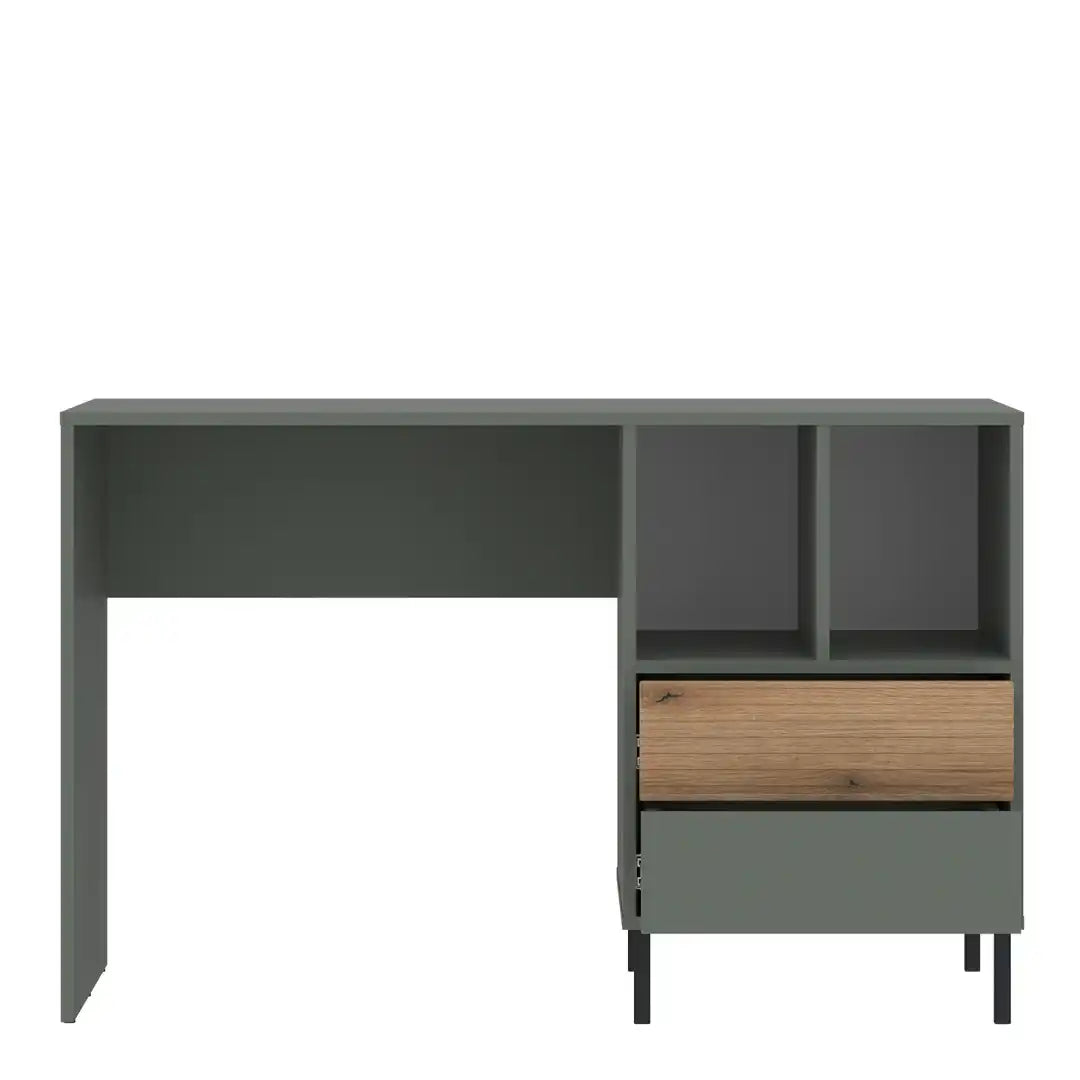 Darwin Desk 2 Drawer in Green/Oak - Price Crash Furniture