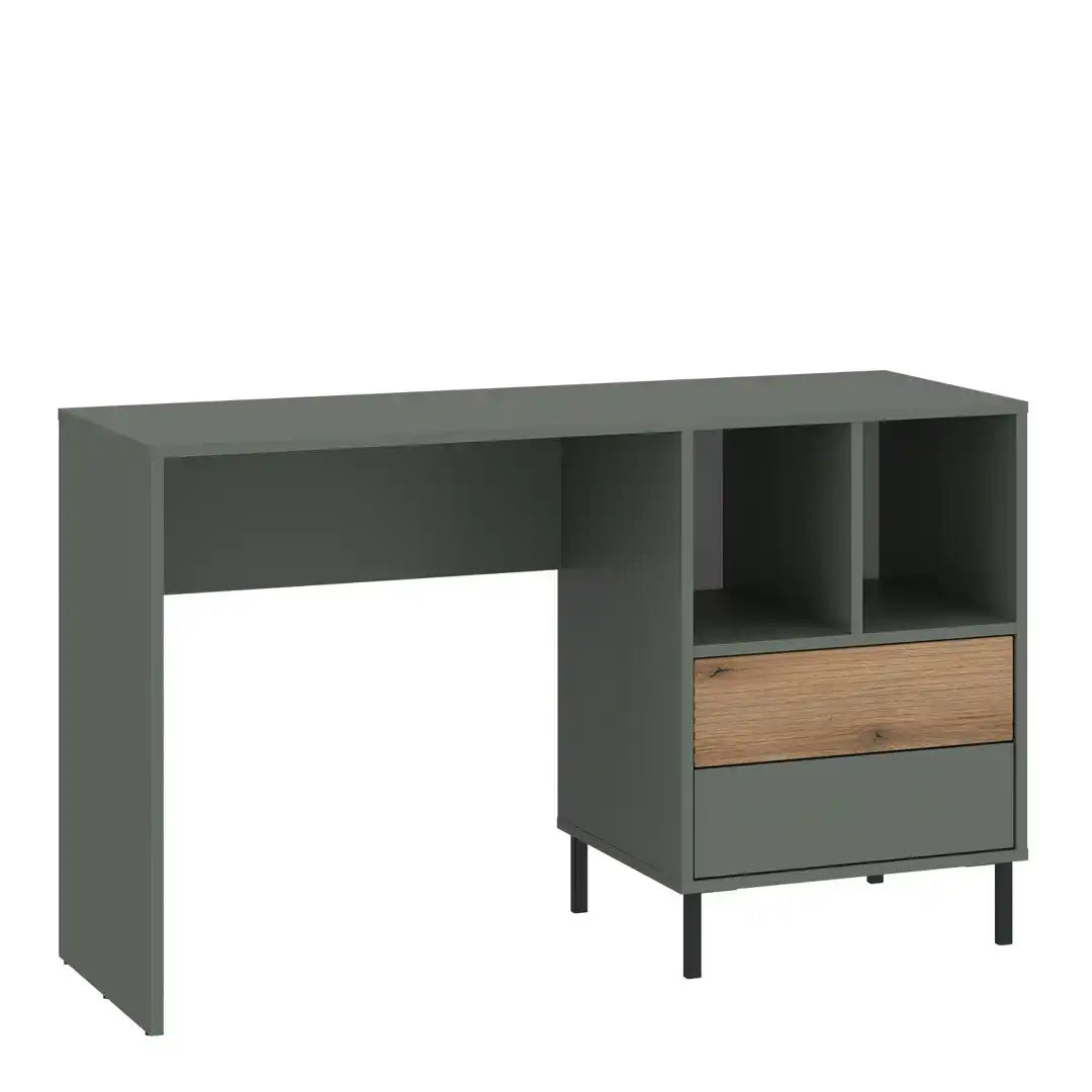 Darwin Desk 2 Drawer in Green/Oak - Price Crash Furniture