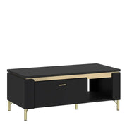 Genoa Coffee Table 1 Drawer in Black Matt/Gold - Price Crash Furniture