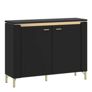 Genoa Sideboard 2 Door in Black Matt/Gold - Price Crash Furniture
