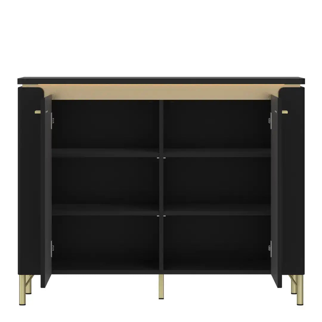 Genoa Sideboard 2 Door in Black Matt/Gold - Price Crash Furniture