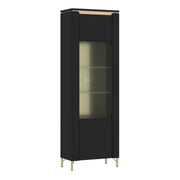 Genoa Vitrin 1 Door in Black Matt/Gold - Price Crash Furniture