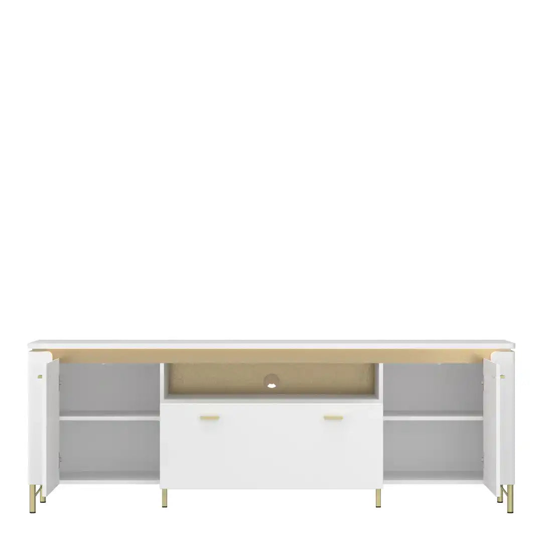 Lazio TV Cabinet 2 Door 1 Drawer in Alpine White/White Gloss - Price Crash Furniture