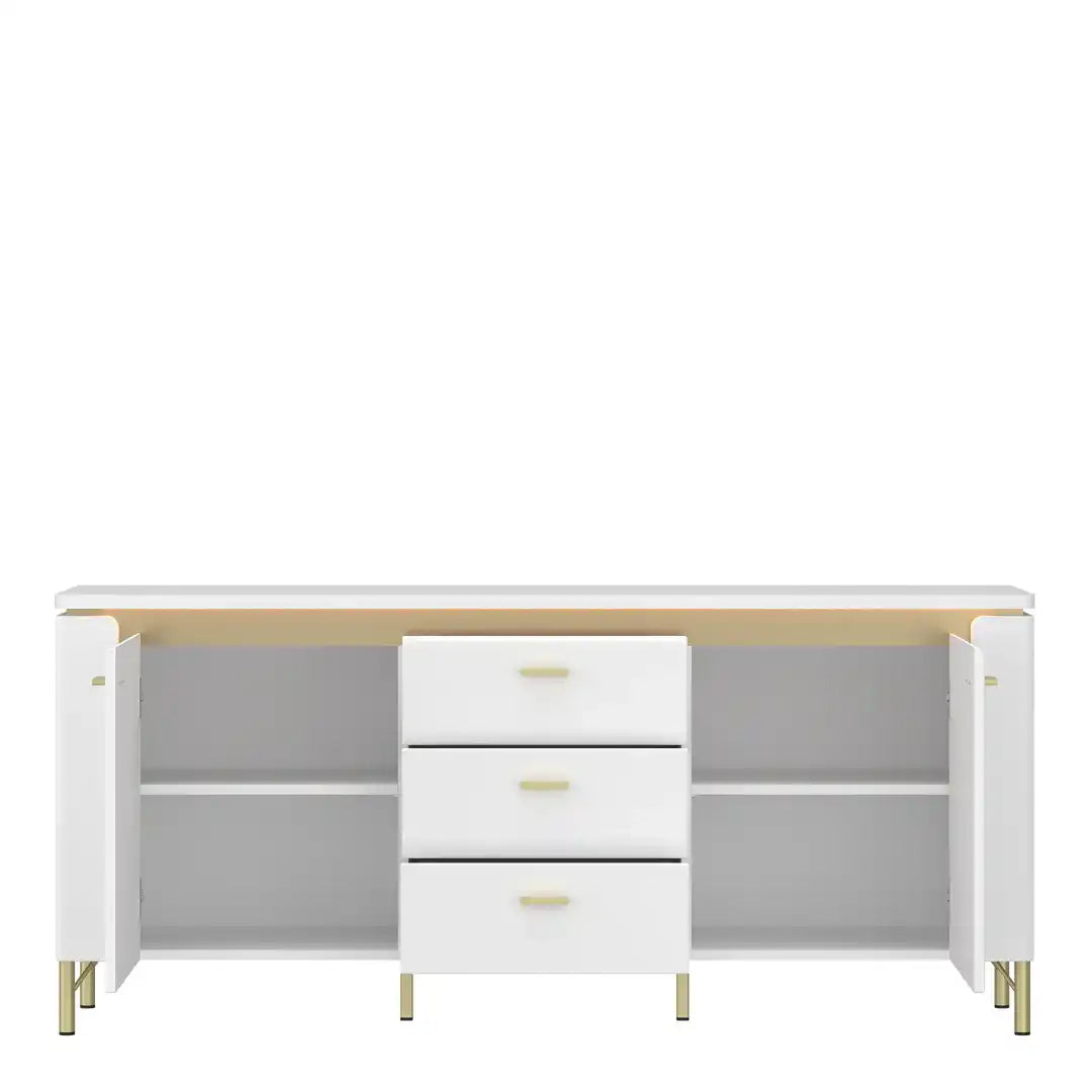 Lazio TV Cabinet 2 Door 3 Drawer in Alpine White/White Gloss - Price Crash Furniture
