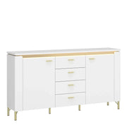Lazio Sideboard 2 Door 4 Drawer in Alpine White/White Gloss - Price Crash Furniture