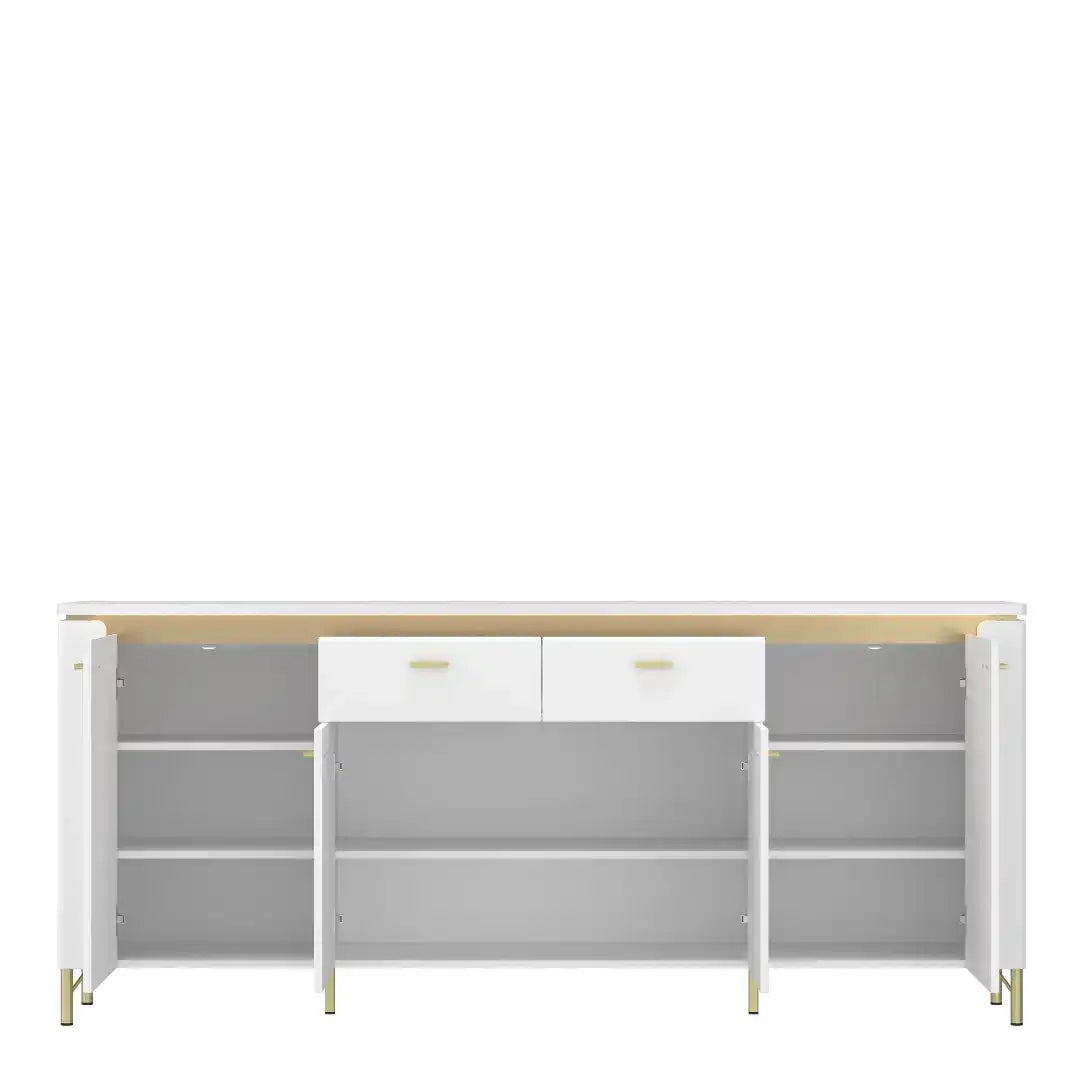 Lazio Sideboard 4 Door 2 Drawer in Alpine White/White Gloss - Price Crash Furniture