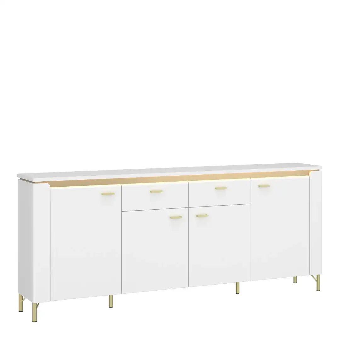 Lazio Sideboard 4 Door 2 Drawer in Alpine White/White Gloss - Price Crash Furniture