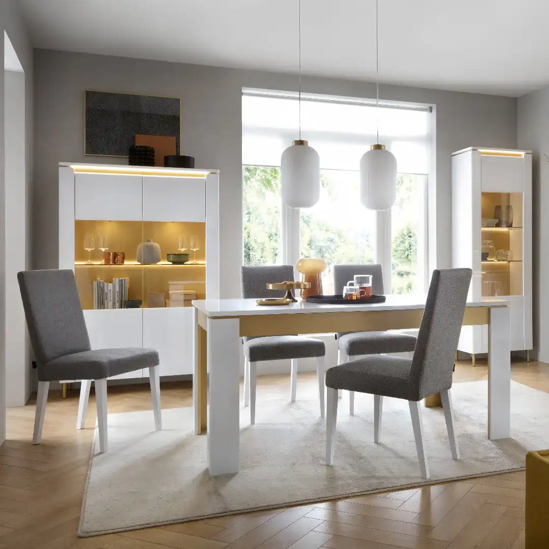 Lazio Vitrin 2 Door in Alpine White/White Gloss - Price Crash Furniture