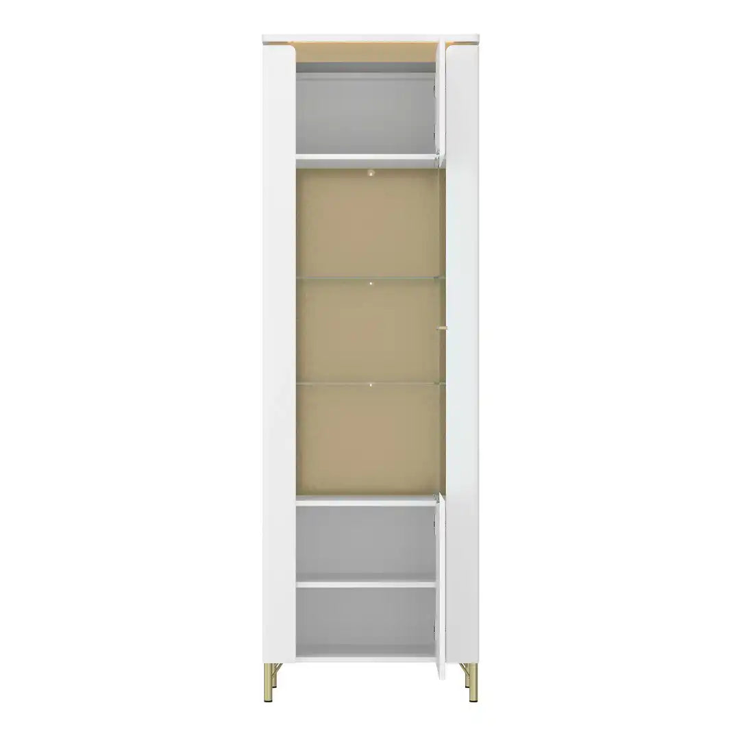 Lazio Vitrin 1 Door in Alpine White/White Gloss - Price Crash Furniture