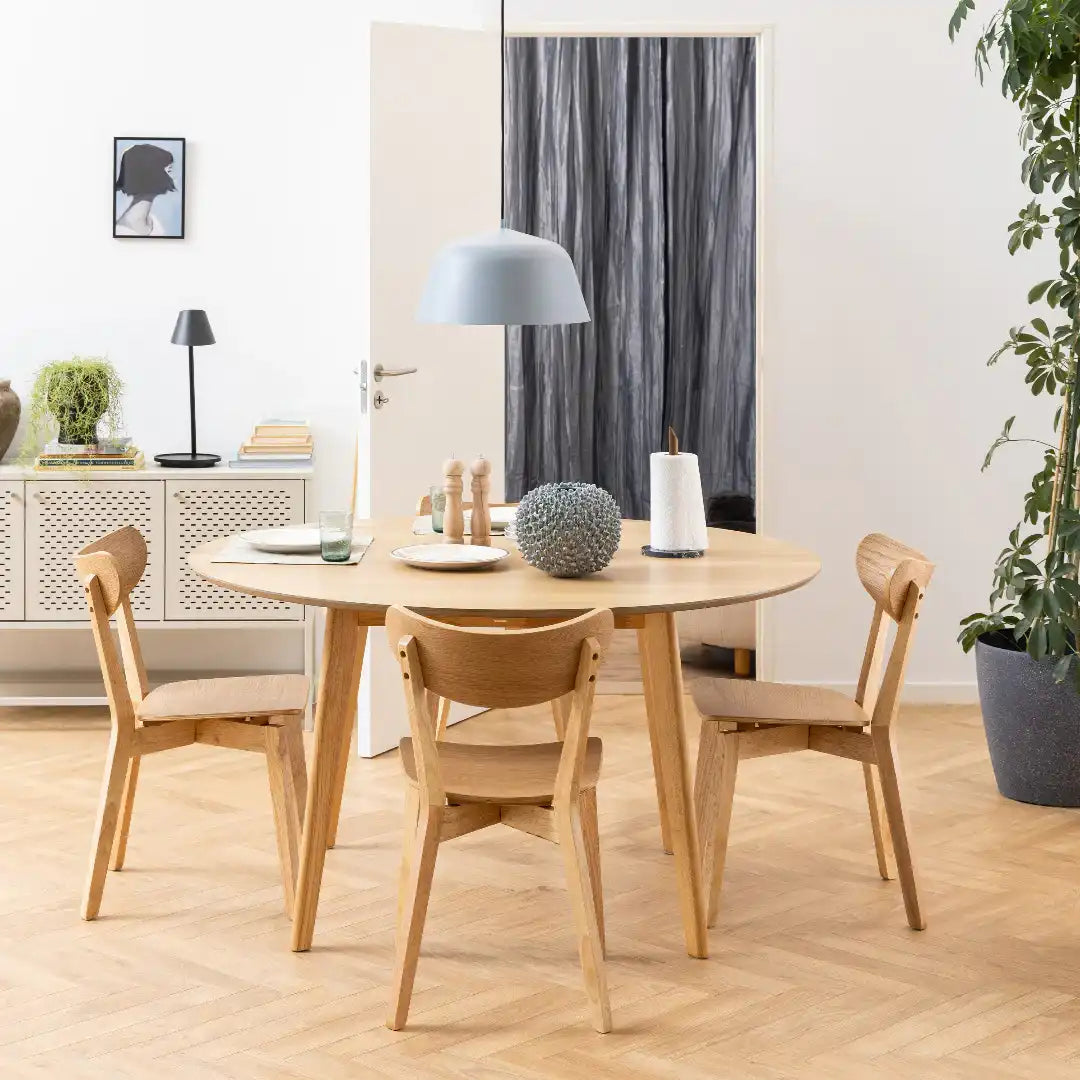 Roxby Round Dining Table in Oak 140x76cm - Price Crash Furniture