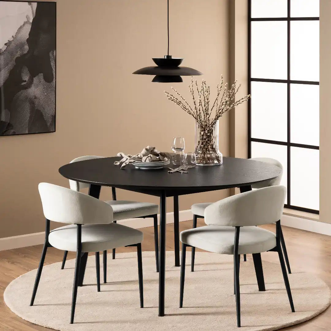 Roxby Round Dining Table in Black 140x76cm - Price Crash Furniture