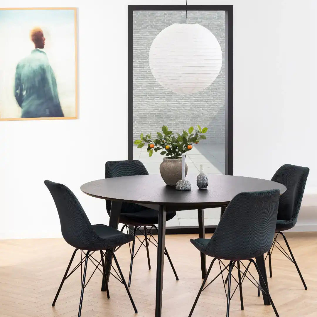 Roxby Round Dining Table in Black 140x76cm - Price Crash Furniture