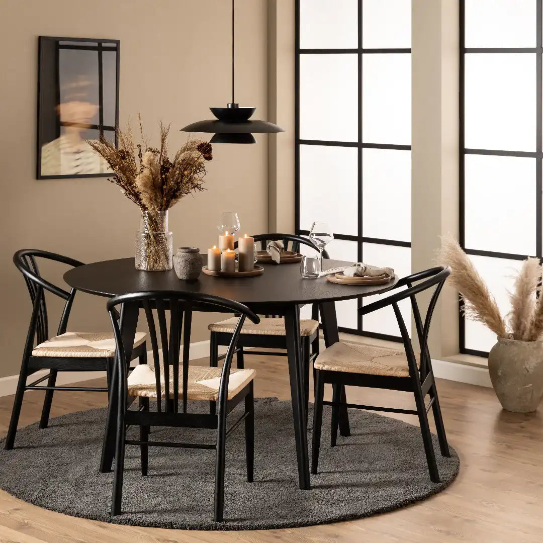 Roxby Round Dining Table in Black 140x76cm - Price Crash Furniture
