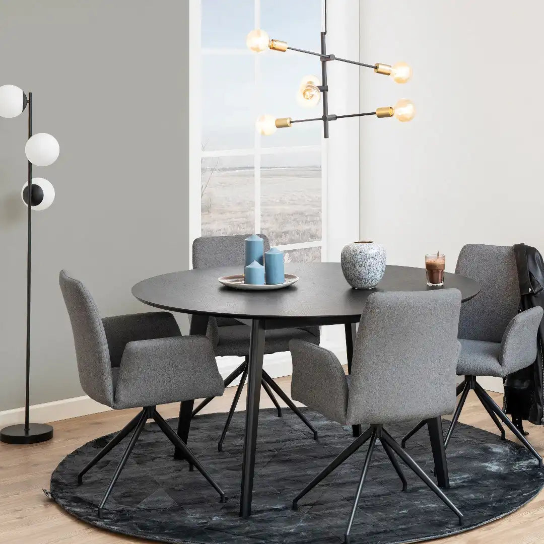 Roxby Round Dining Table in Black 140x76cm - Price Crash Furniture