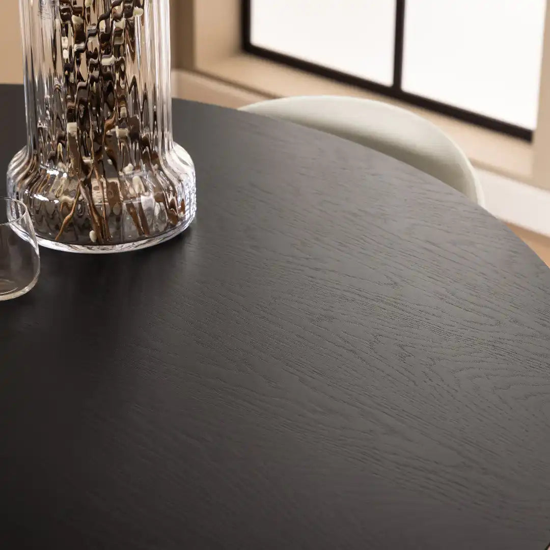 Roxby Round Dining Table in Black 140x76cm - Price Crash Furniture