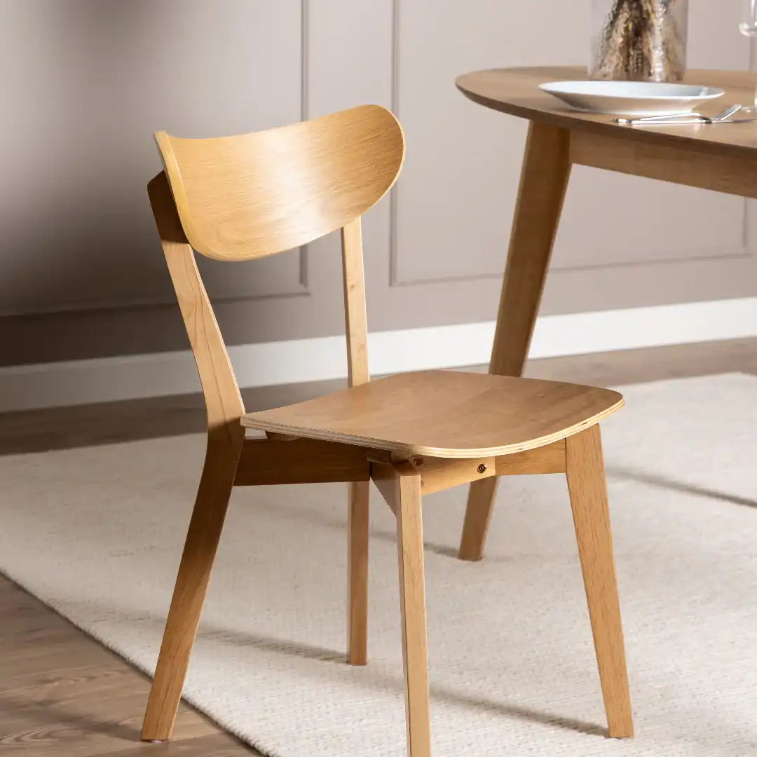 Roxby Dining Chairs in Oak Set of 2 - Price Crash Furniture
