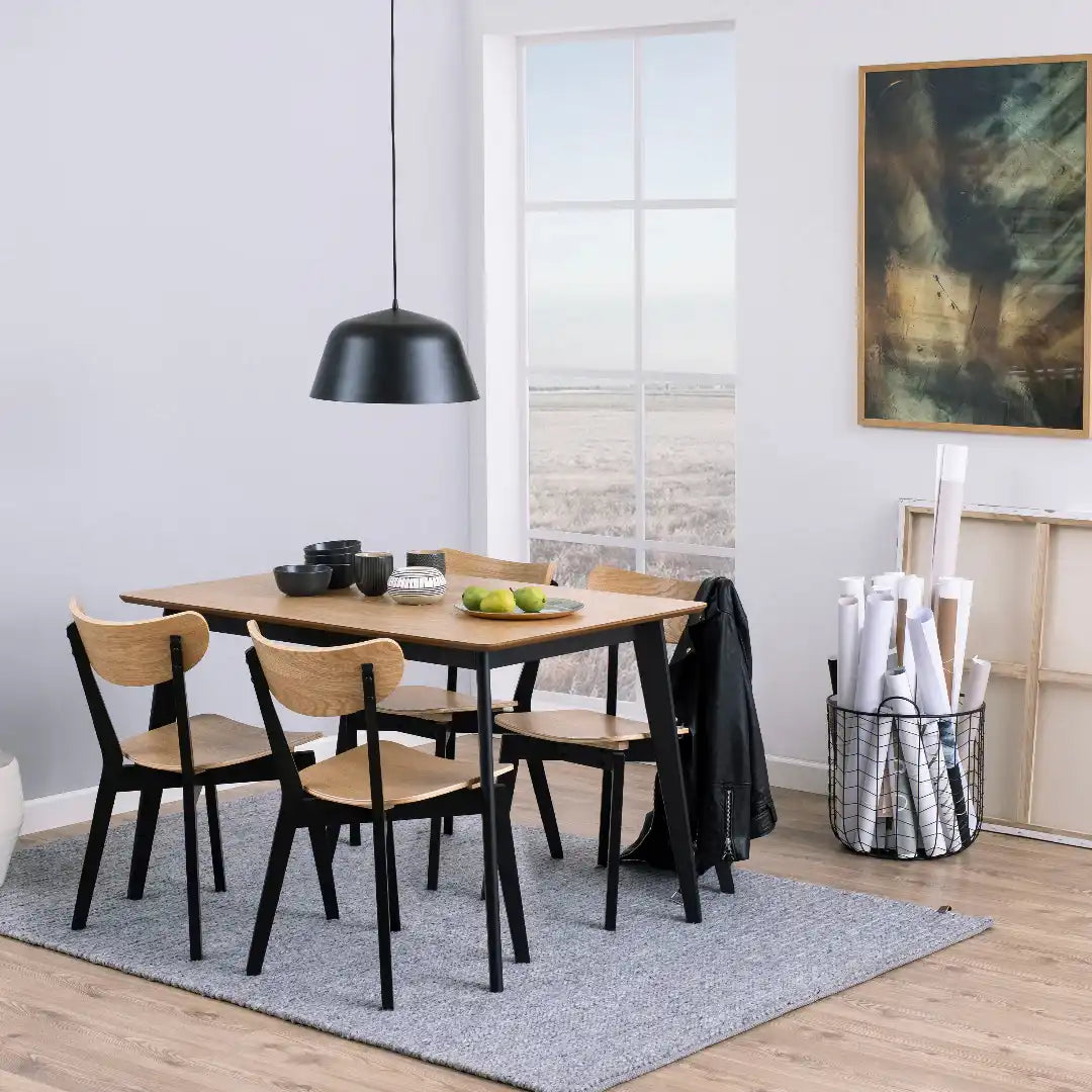 Roxby Dining Chairs in Black and Oak Set of 2 - Price Crash Furniture